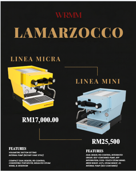 Poster La Marzocco Linea dengan pilihan model dan harga